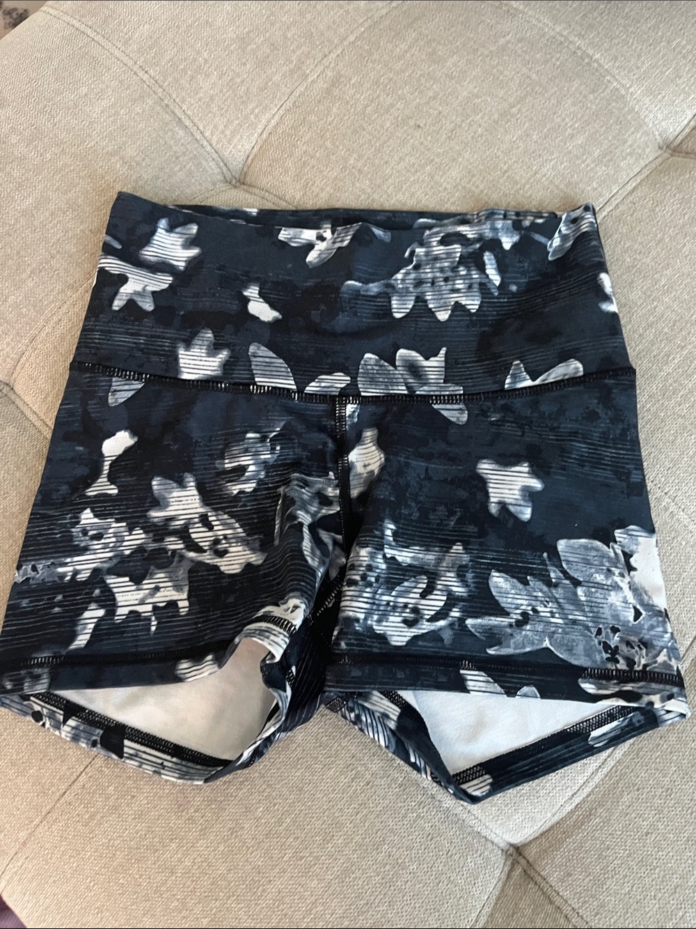 Old Navy Black & White Floral Bike Shorts